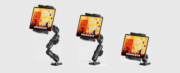 Tablet stand with three different sized extension arms