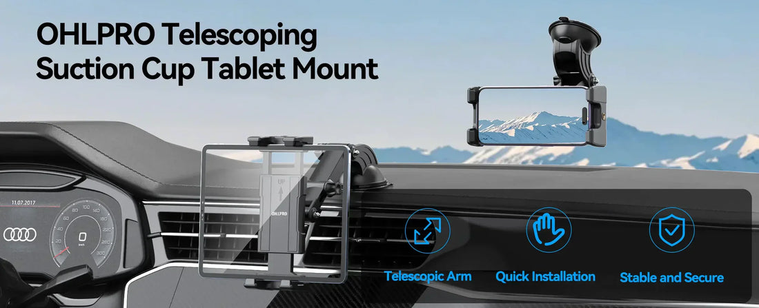 ohlpro telescoping suction cup tablet mount