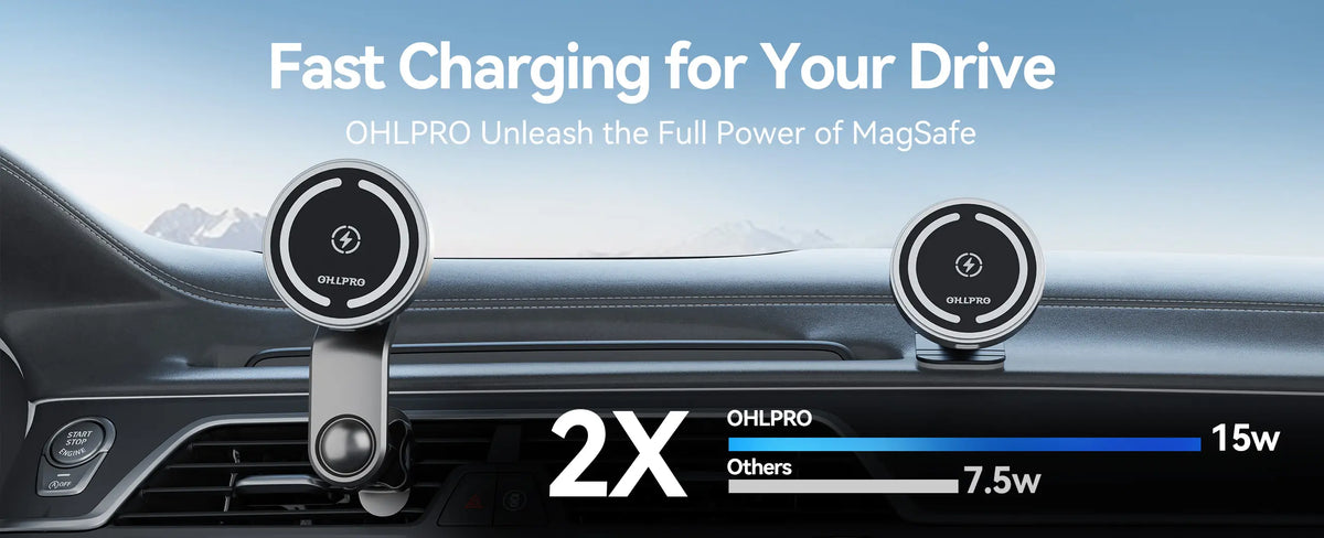OHLPRO 15W wireless fast charging car phone holder with strong magnet