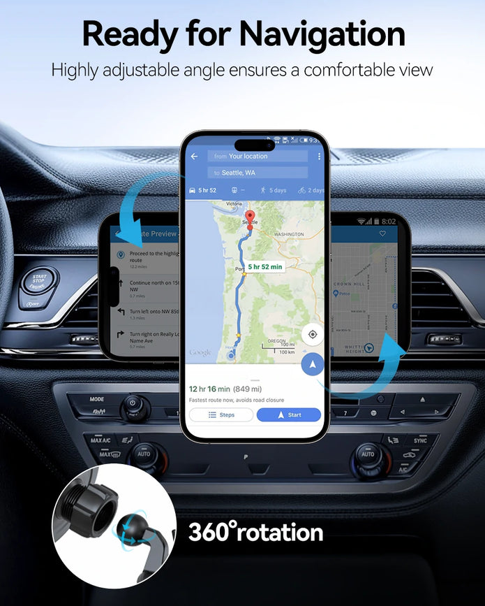 OHLPRO 360° rotating magnetic phone holder for car dashboard