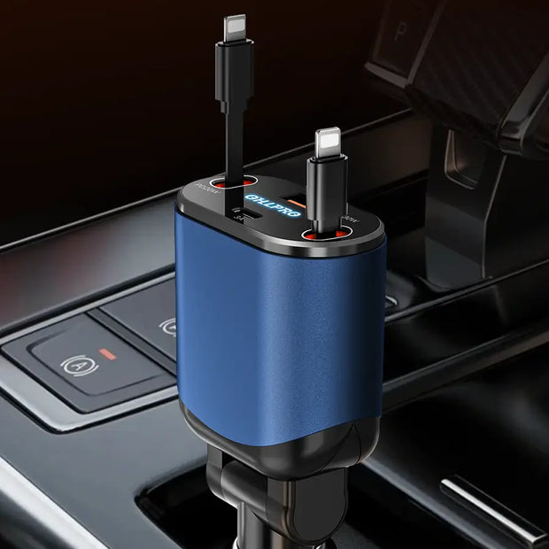 OHLPRO 4-in-1 retractable car charger with 80W fast charging