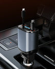 OHLPRO 4-in-1 retractable car charger with dual Type-C cables and dual ports