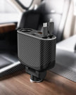 OHLPRO Black 5 in 1 car retractable charger with lightning and type-c cables and three ports