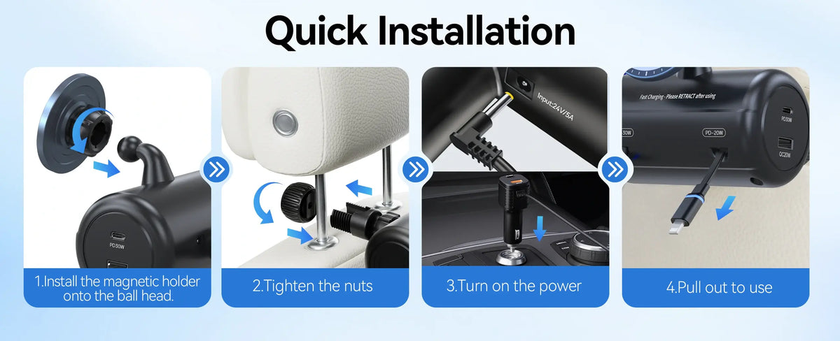 OHLPRO Easy Installation on Car Headrest in 30 Seconds