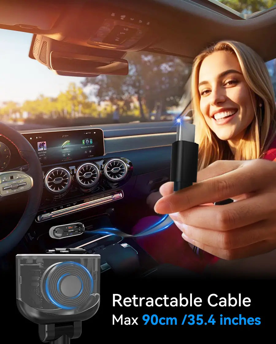 OHLPRO Multi-device car charger with cable management and quick charge capability