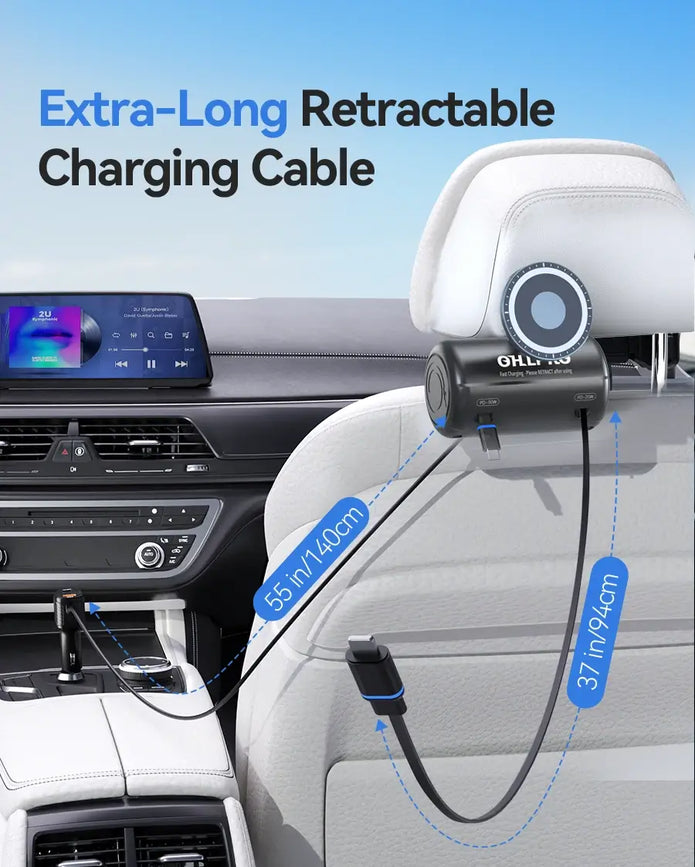 OHLPRO 3-in-1 Charging Ports Support Phones, Tablets & Wireless Devices with extra-long retractable charging cable