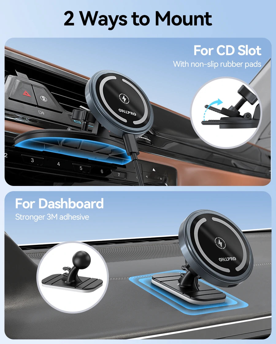 OHLPRO Easy, tool-free installation of magnetic CD slot holder