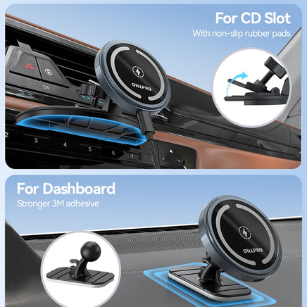 OHLPRO Easy, tool-free installation of magnetic CD slot holder