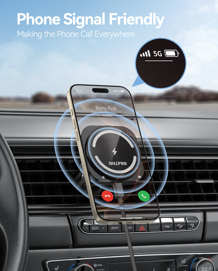 OHLPRO MagSafe Car Charger Mount Installed on Car Air Vent