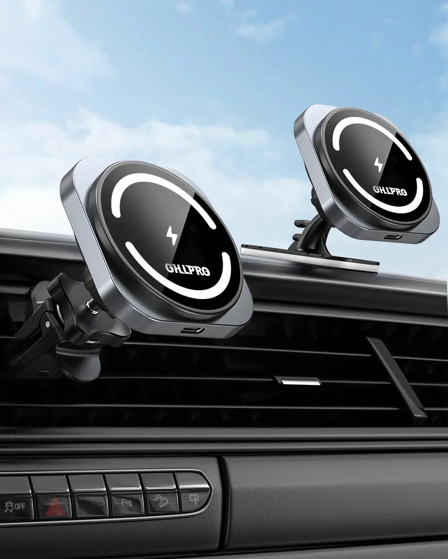 Easy installation of the wireless charger with vent clip mount for stable positioning in car