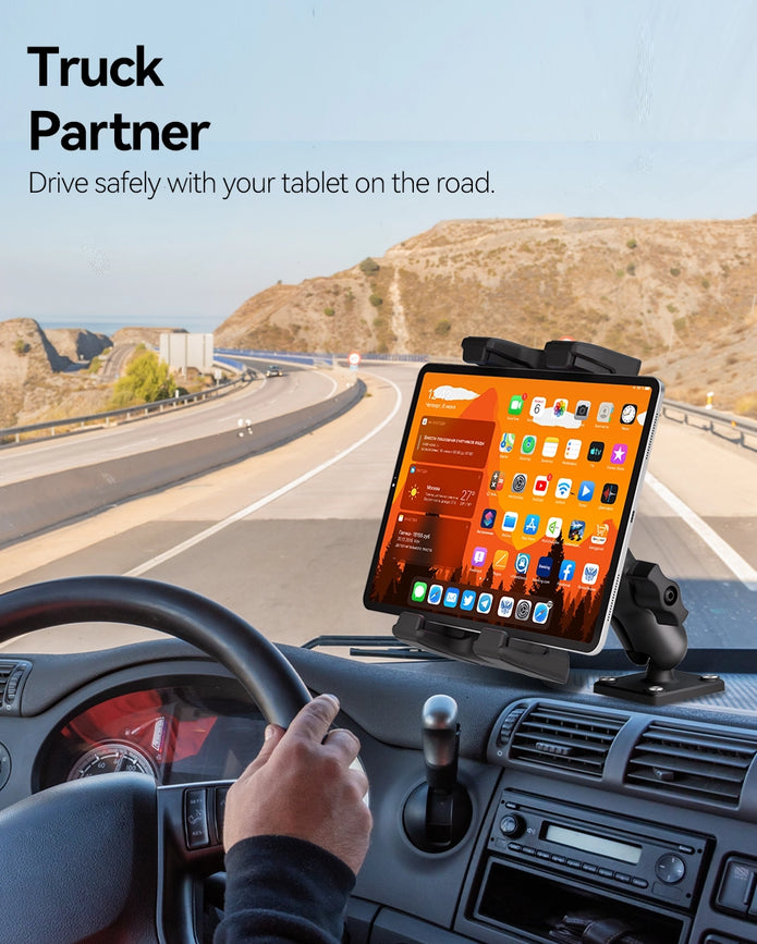 OHLPRO Drill Base Tablet Mount Installed on Truck Dashboard