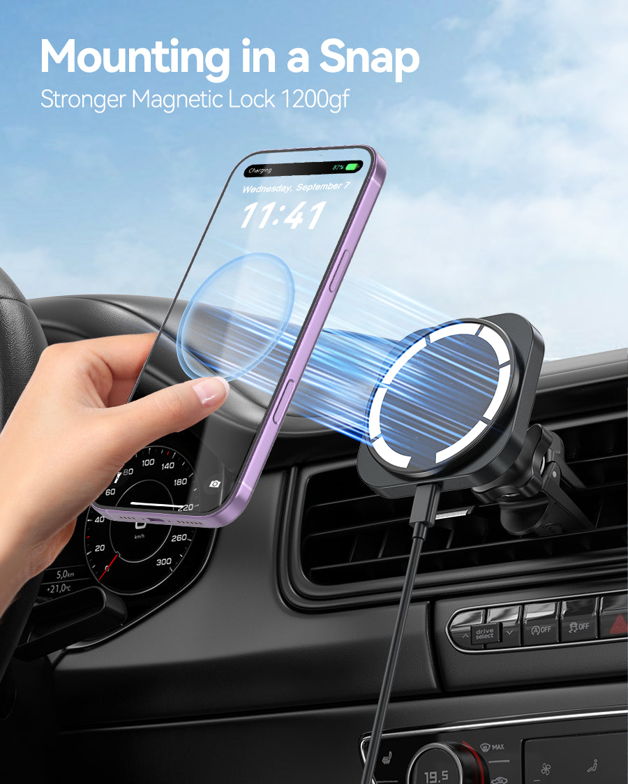 OHLPRO Anti-Shake Strong Magnetic Lock MagSafe Car Mount Stable on Bumpy Roads