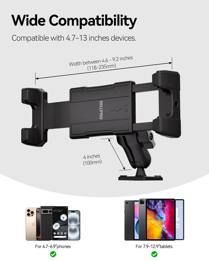 OHLPRO wall tablet mount with drill base and 4