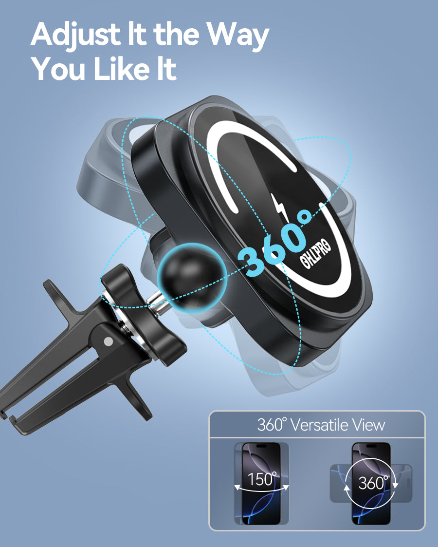 OHLPRO 360° Rotation MagSafe Car Mount Adjustable Viewing Angle