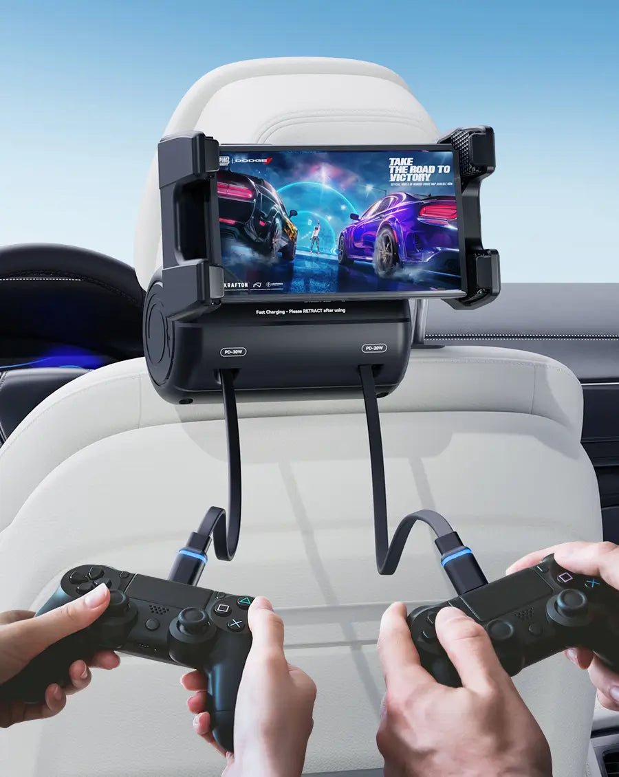OHLPRO Retractable Car Charger with Phone & Tablet Holder