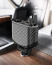 OHLPRO Gray 5 in 1 retractable car charger with 2 type-c cables and three ports