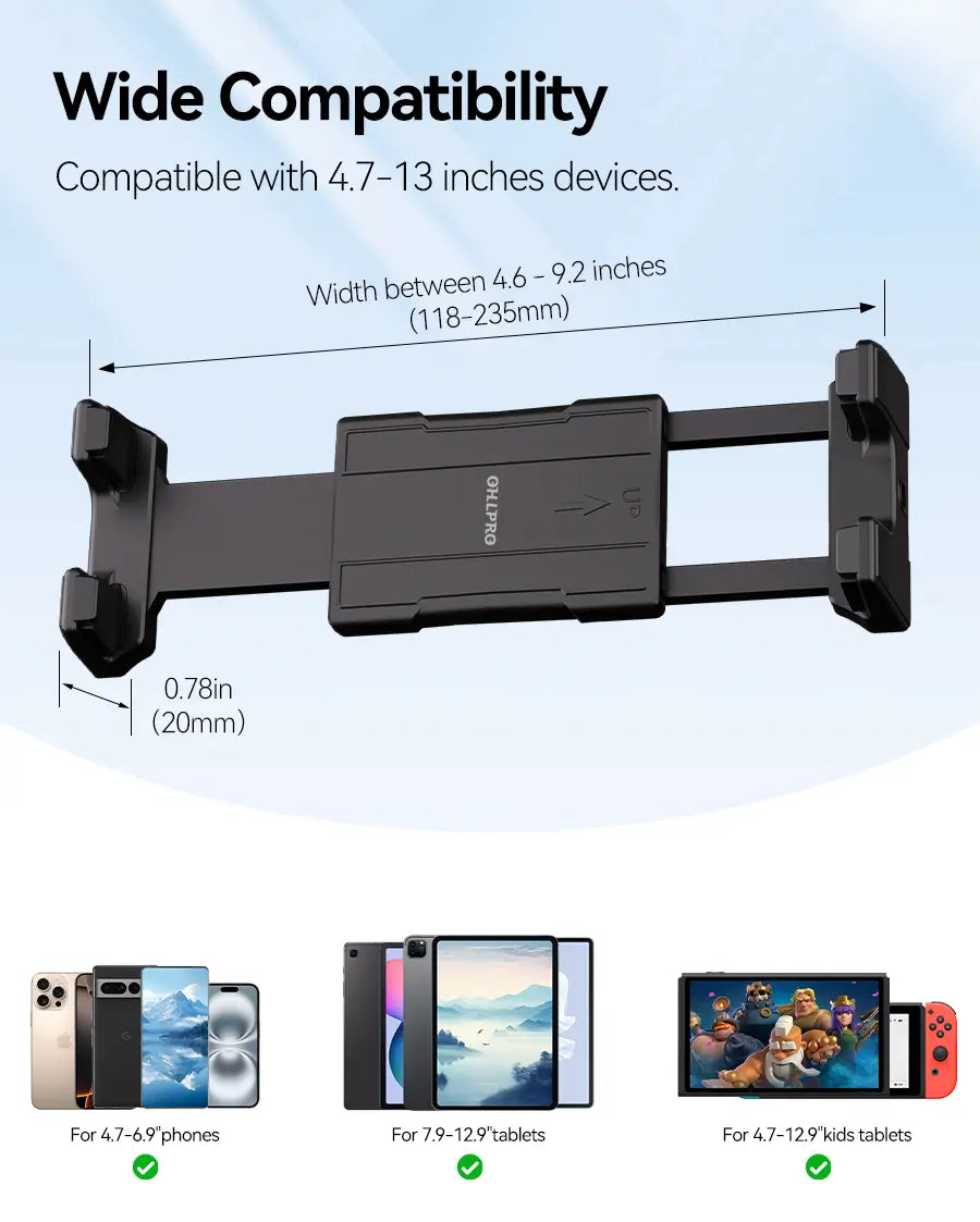 OHLPRO Headrest Tablet Holder with Aluminum Extendable Arm