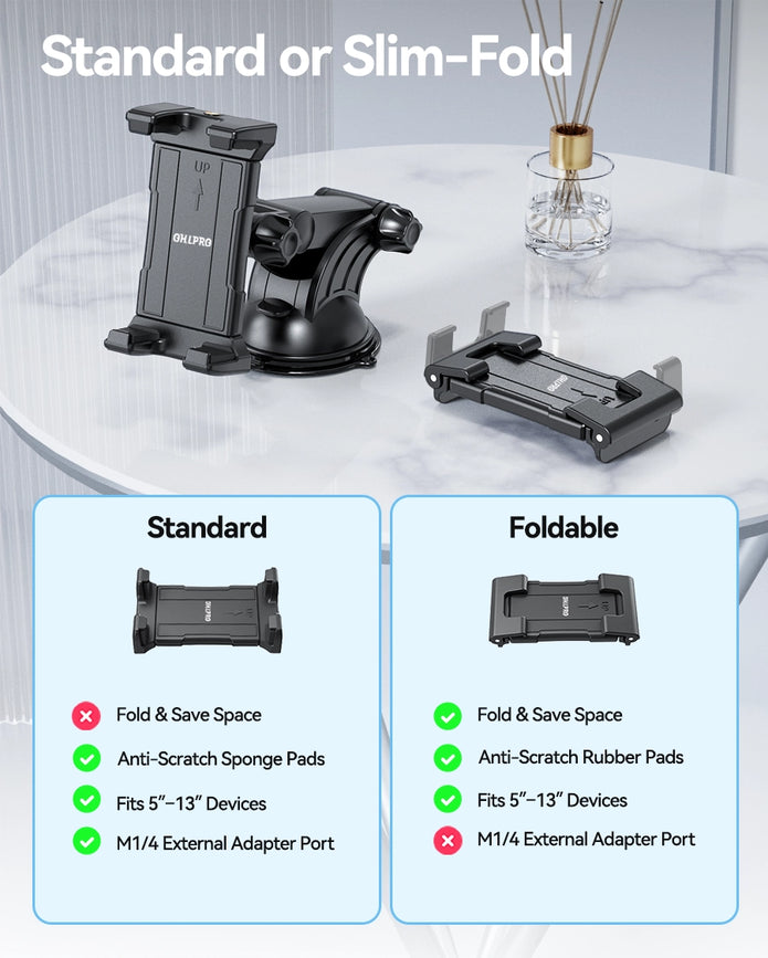 OHLPRO Car Mount for Tablets & Phones – Secure Suction Base, Works on Dash, Windshield, or Desk
