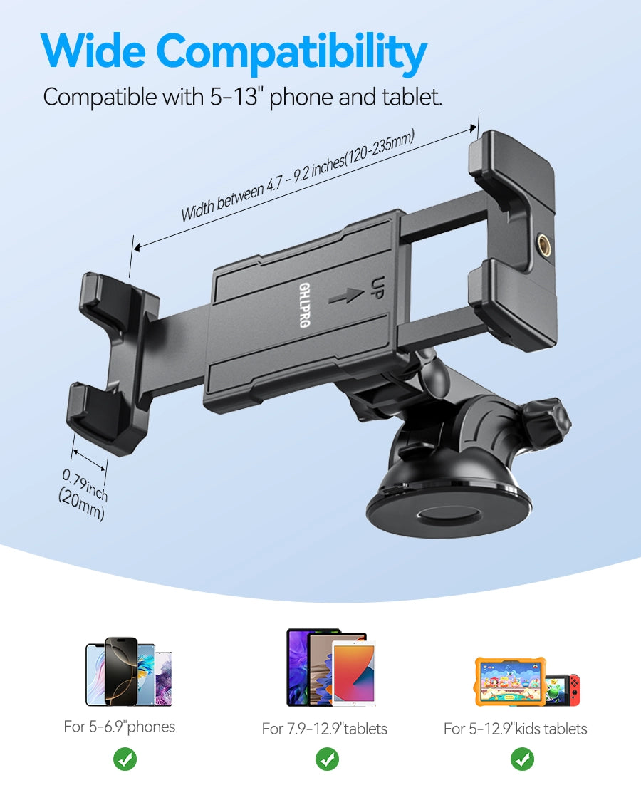 OHLPRO Telescopic Suction Stand – Fits Tablets & Phones | Rock Solid Stability for Car & Home Use
