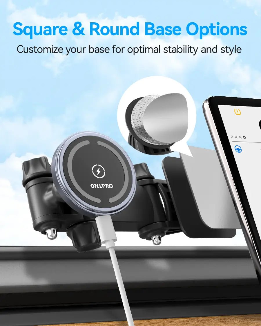 OHLPRO Blue Adjustable Car charger holder with 3M base support Magsafe and 15W fast charge