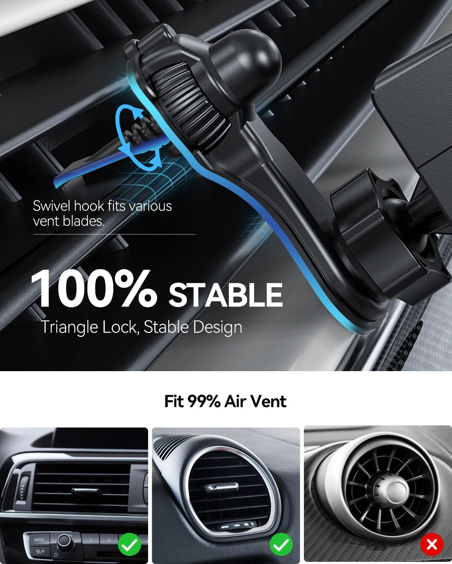 OHLPRO Adjustable Clip-On Car Phone Holder – Fits All Air Vent Styles