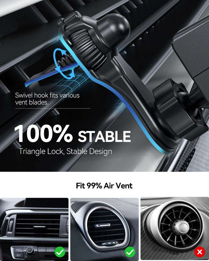 OHLPRO Adjustable Clip-On Car Phone Holder – Fits All Air Vent Styles