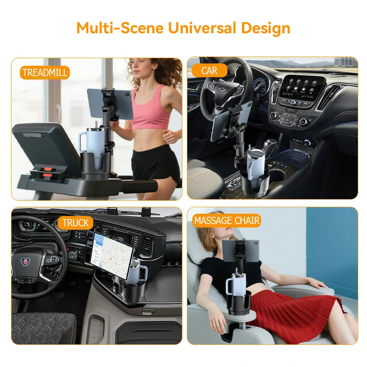 OHLPRO innovative 2-in-1 car cup holder phone tablet mount maximizing dashboard space without losing original cup storage