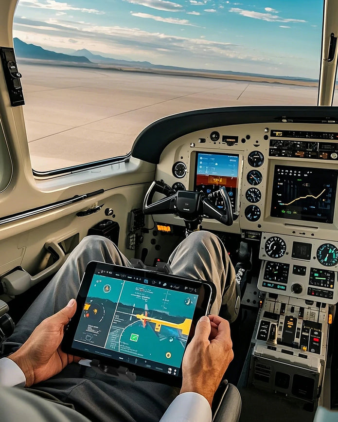 OHLPRO Tablet kneeboard mounted securely on pilot’s leg
