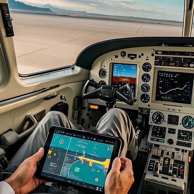 OHLPRO Tablet kneeboard mounted securely on pilot’s leg