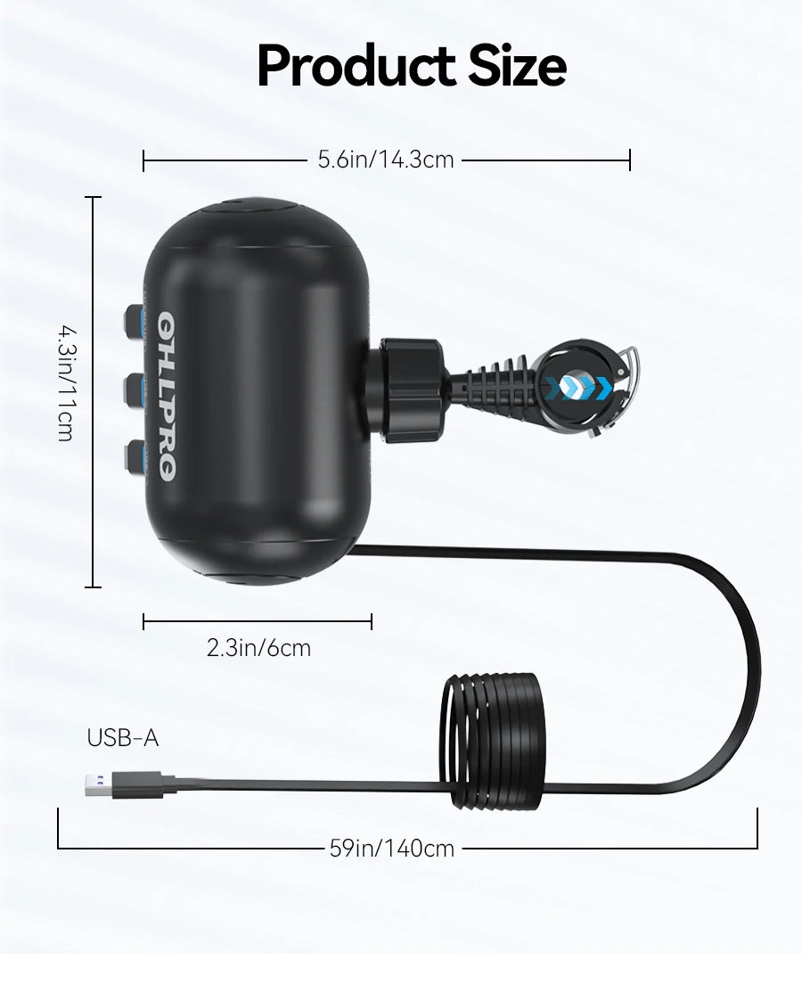 OHLPRO Dimensions of 3-in-1 car charging dock and cable slots