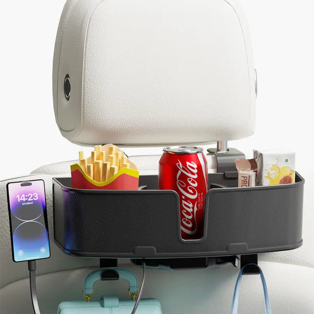 OHLPRO Car headrest organizer with hooks and cup holder