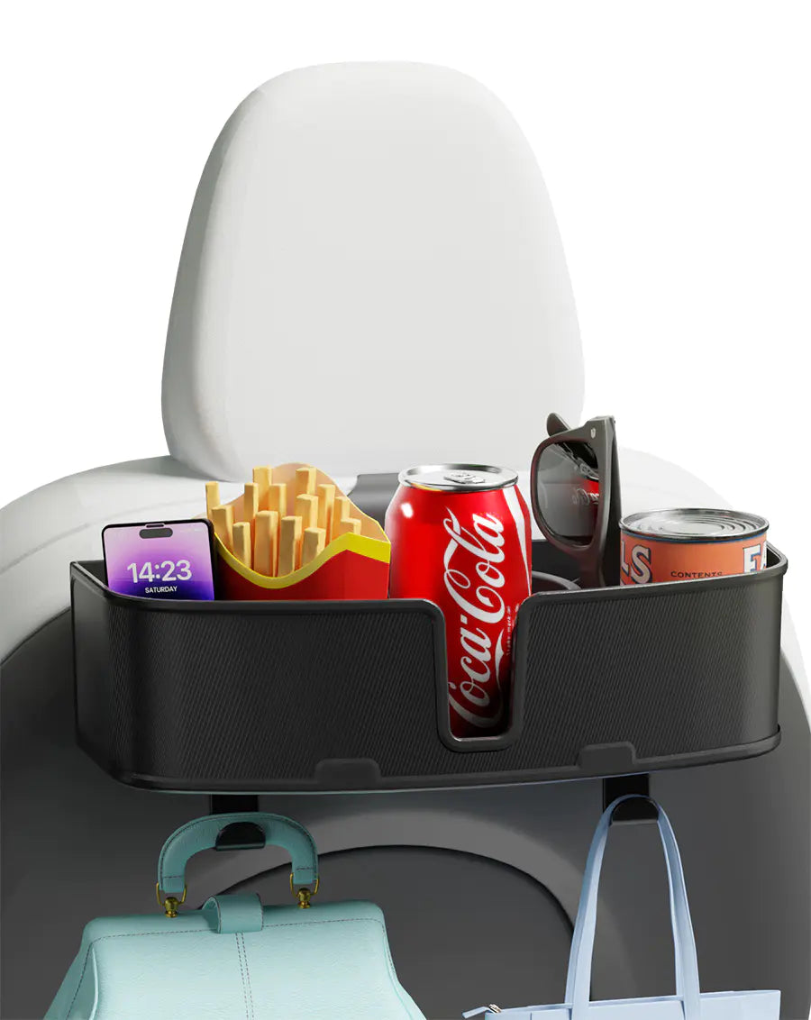 OHLPRO Multifunctional car seat organizer with cup holder and charging cables for tesla