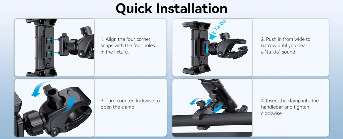 Side view of OHLPRO clamp-on treadmill tablet holder