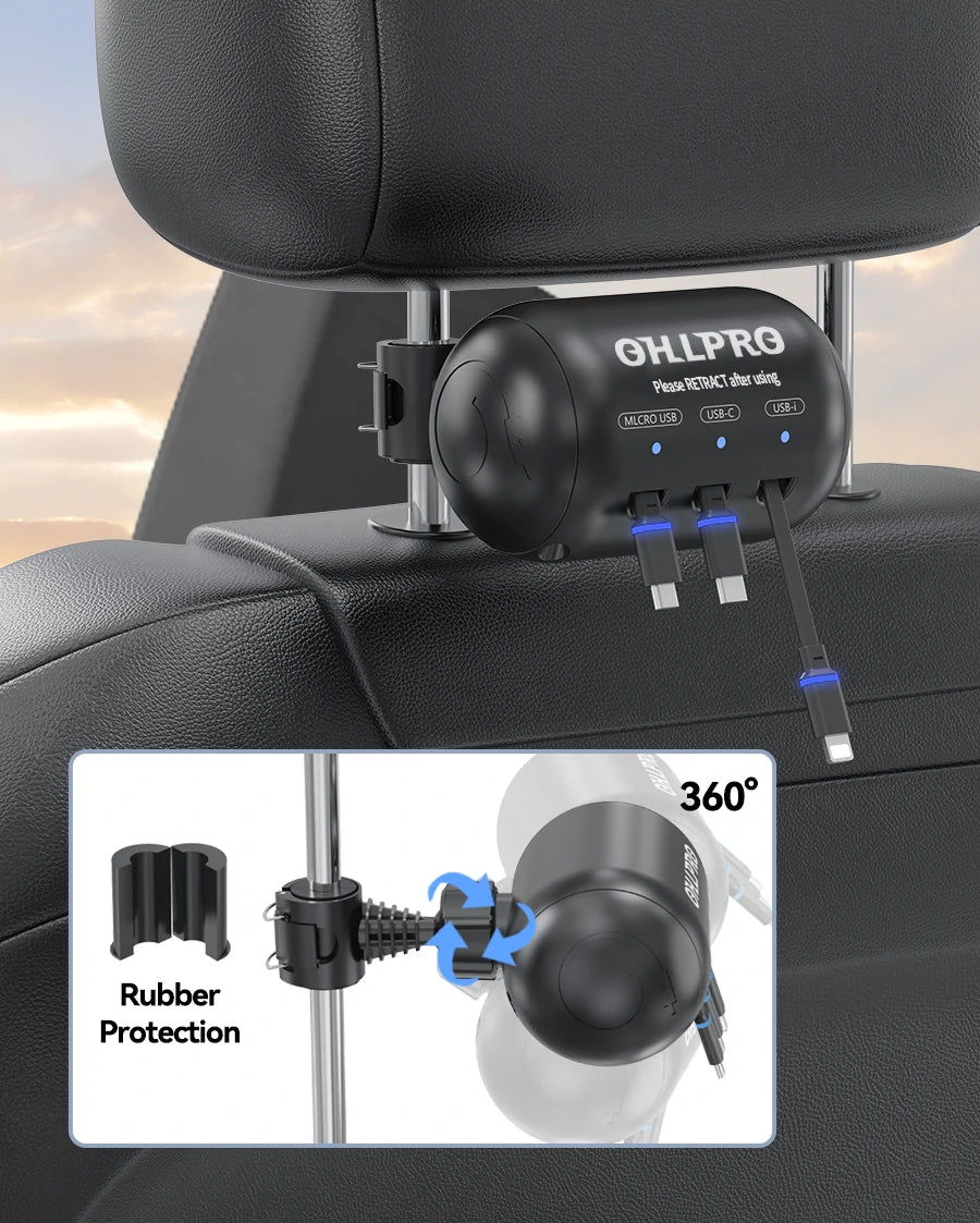 OHLPRO Installing 3-in-1 charging station on car headrest bar