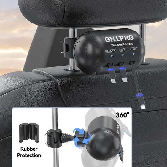 OHLPRO Installing 3-in-1 charging station on car headrest bar