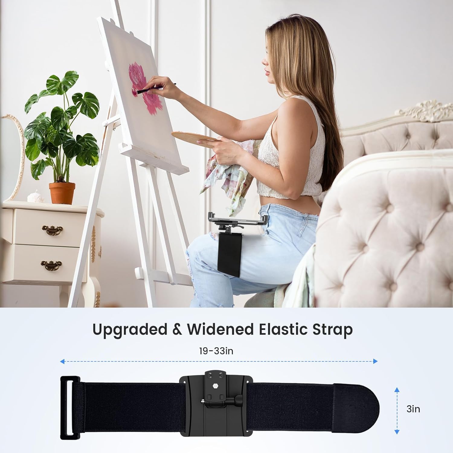 Pilot using OHLPRO kneeboard with tablet during a drawing, adjustable for optimal viewing angles