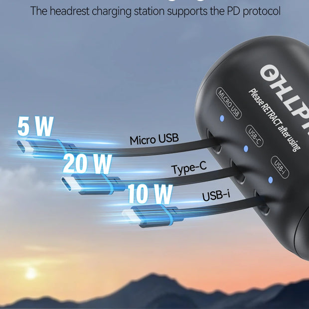 OHLPRO Car charger with Lightning, USB-C and Micro-USB support