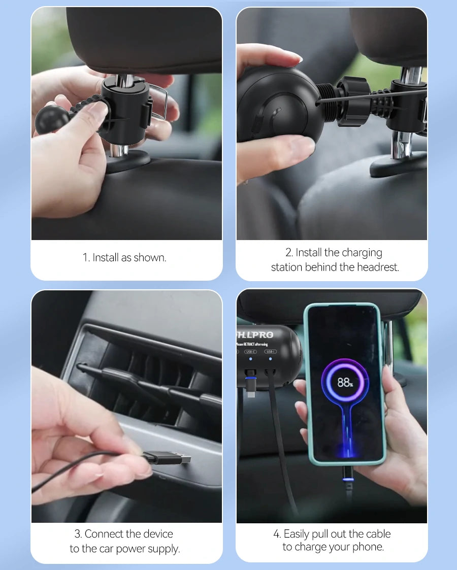 OHLPRO Tool-free installation of car charging station behind seat