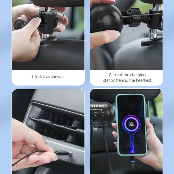 OHLPRO Tool-free installation of car charging station behind seat