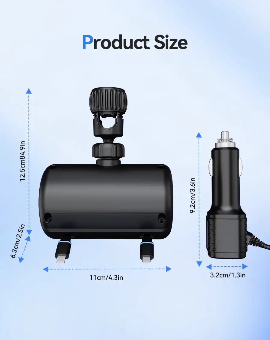 OHLPRO Retractable Car Charger with Phone & Tablet Holder