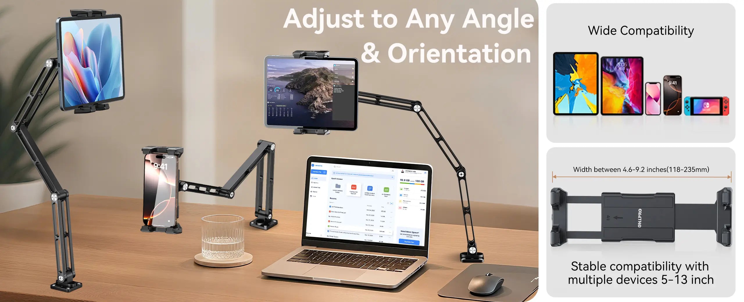 OHLPRO durable tablet holder wall mount in office setup for efficient multitasking