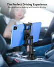 OHLPRO heavy duty tablet mount installed in a commercial truck round cup holder for safe navigation