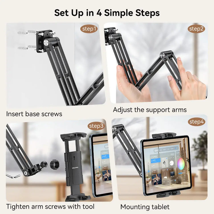 Easy 4-step installation guide for OHLPRO aluminum alloy wall mount drill base