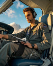 OHLPRO Pilot using kneeboard to read flight checklist mid-air
