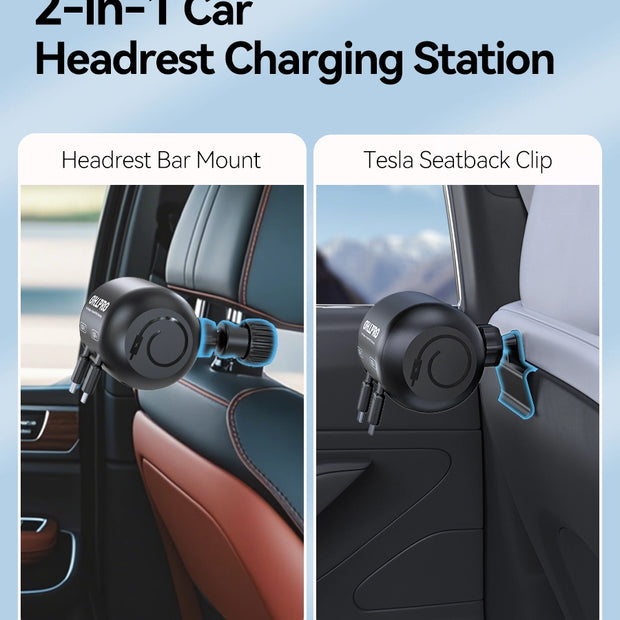 OHLPRO Rear seat passenger charging phone with retractable car charger
