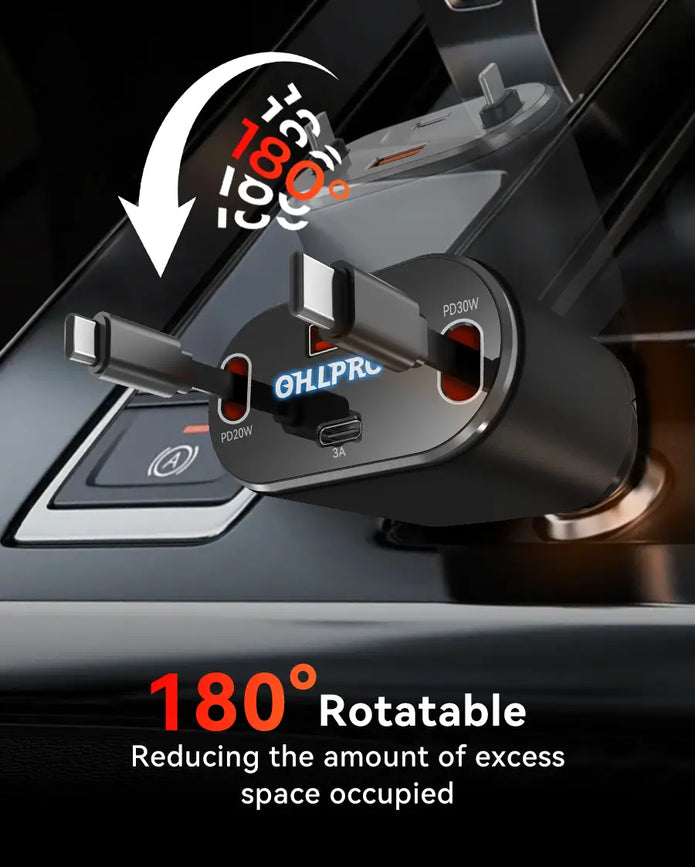 Clean OHLPRO cable management with retractable Type-C charging lines
