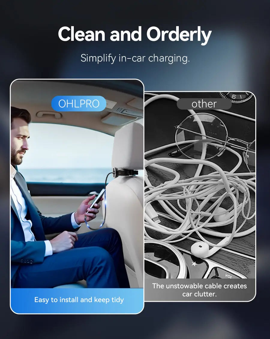 OHLPRO 60cm retractable charging cable demonstration