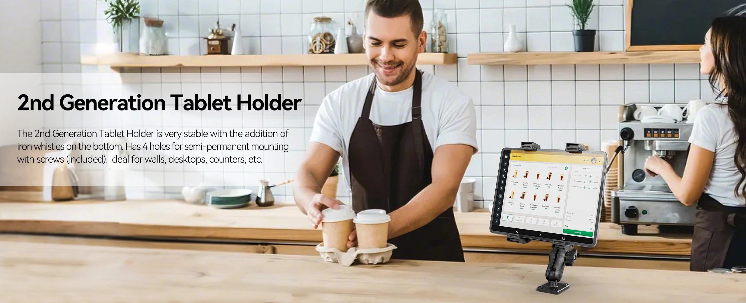 OHLPRO Install the tablet holder on store tables for customer entertainment
