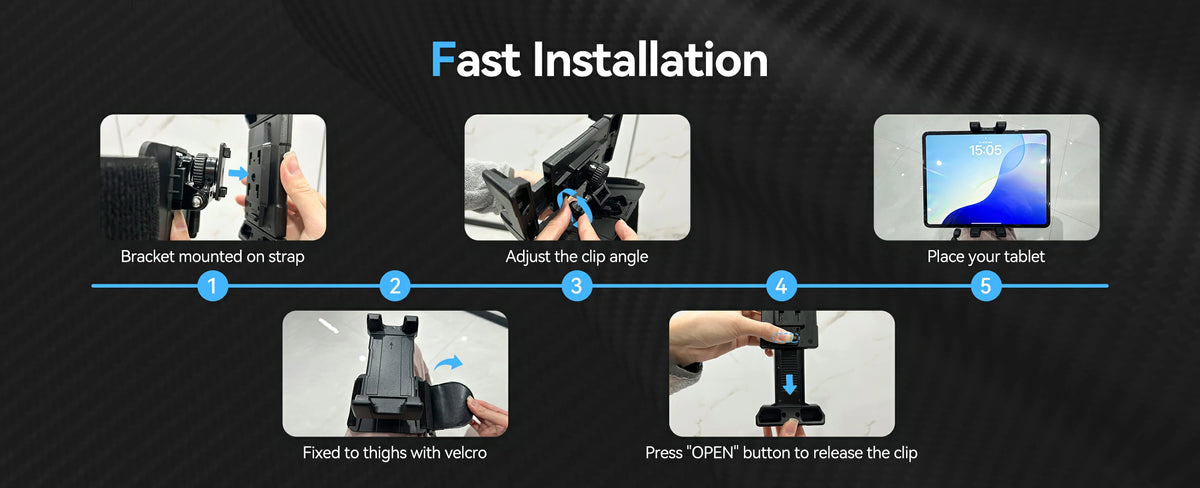 OHLPRO Tool-free headrest installation of pilot-kneeboard tablet mount
