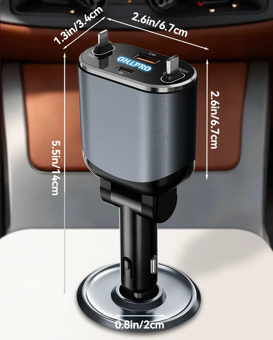 OHLPRO charger Size and cable length information for 4-in-1 charger